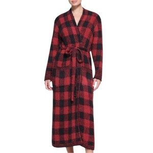 Skims Super Soft long Plaid Red and Black Women's Robe Sz S/M